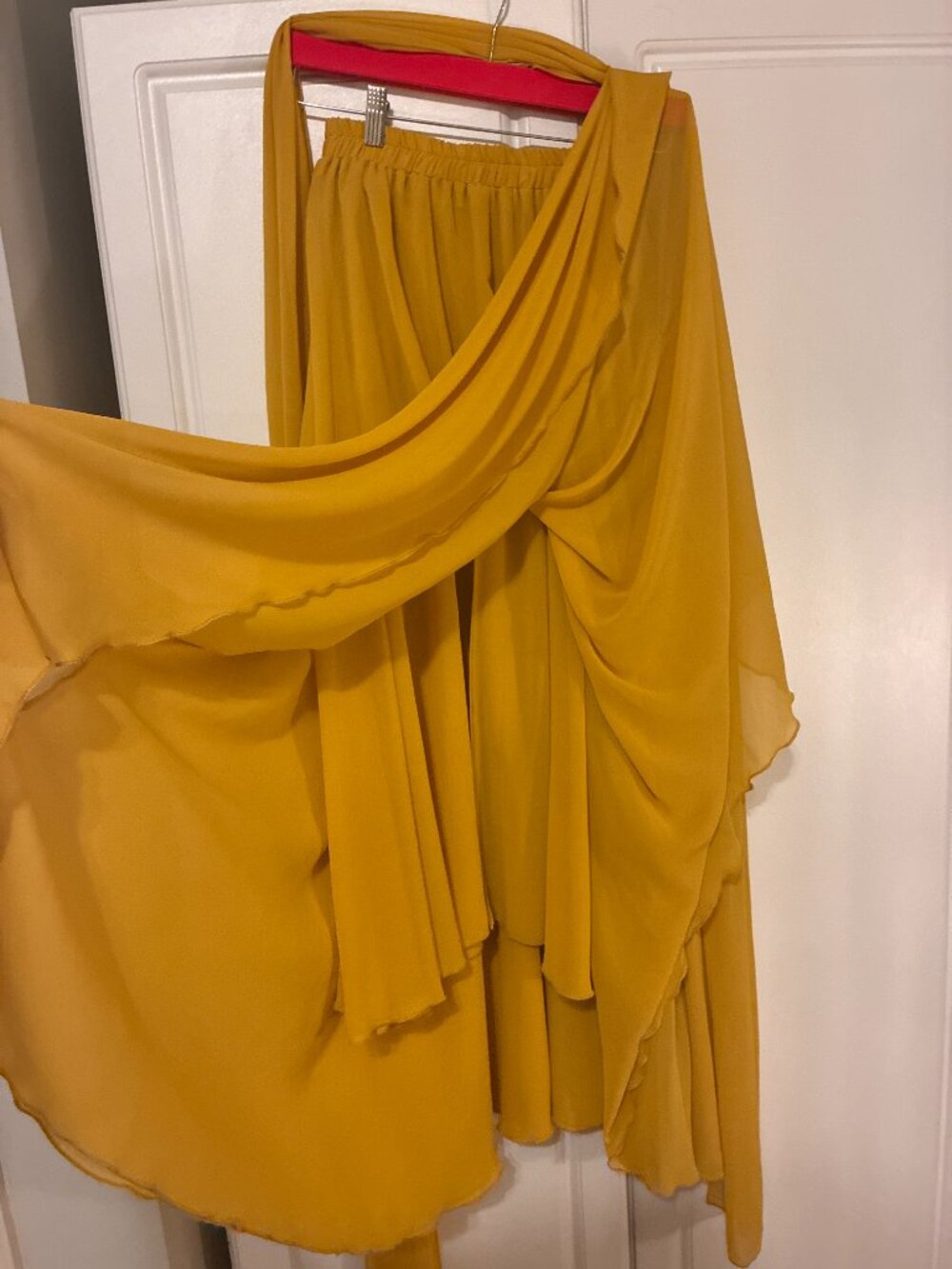 Women's Beautiful Yellow Summer Beach Chiffon High Waist Maxi Skirt (M) - Picture 6 of 7